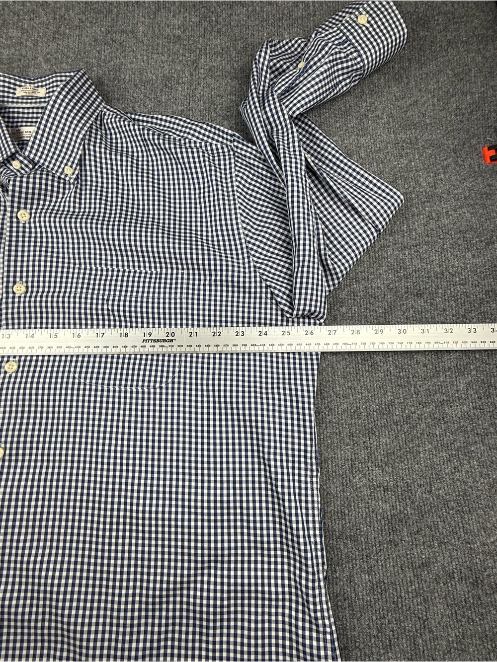 Peter Millar Crown Soft Navy and White Gingham Button-Down Shirt, Size XL - Picture 9 of 11
